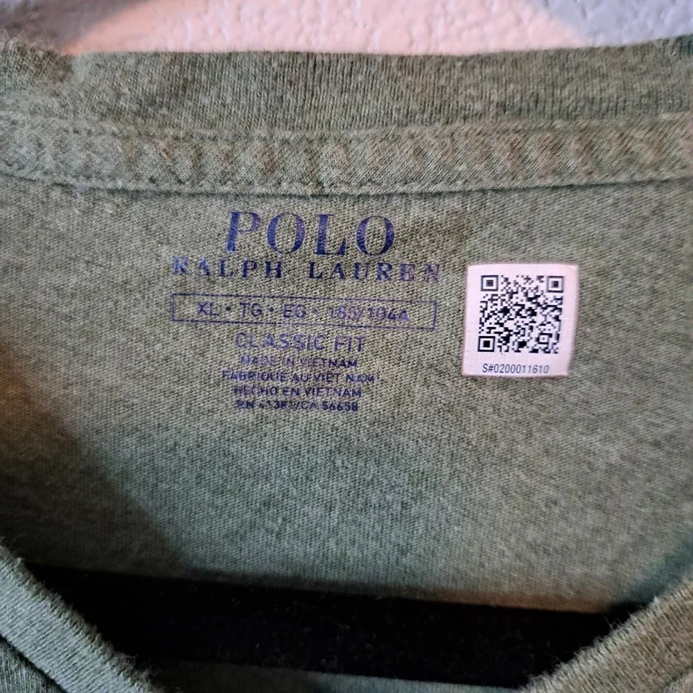 Polo Ralph Lauren Men XL Classic Fit V-Neck T-Shirt Olive Green Heather Orange